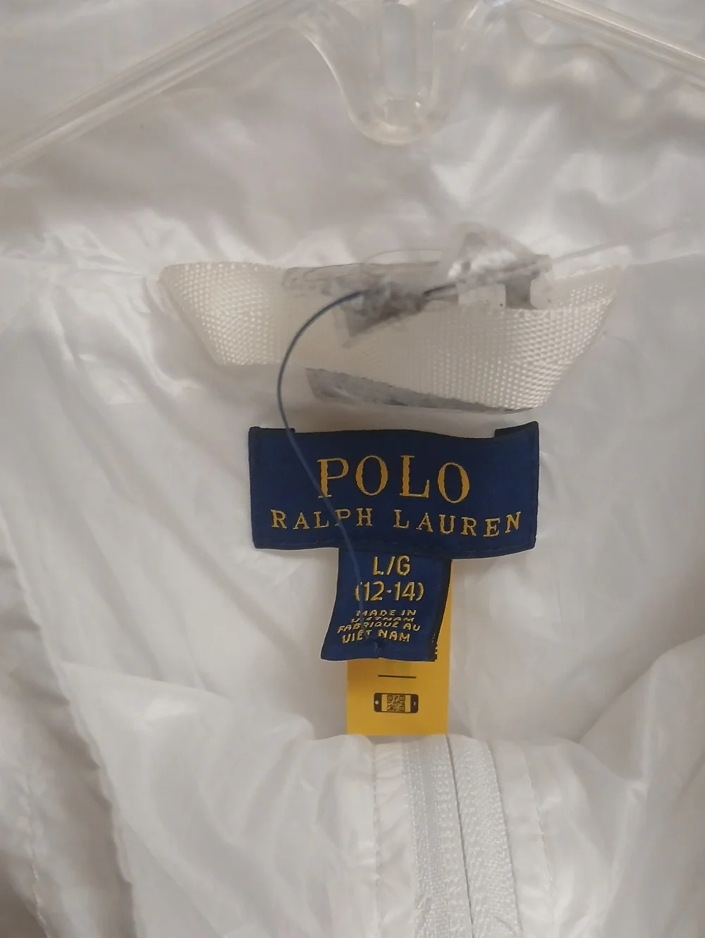 Polo Ralph Lauren White Oversized Thin Windbreaker Pullover NWOT Size L 12-14